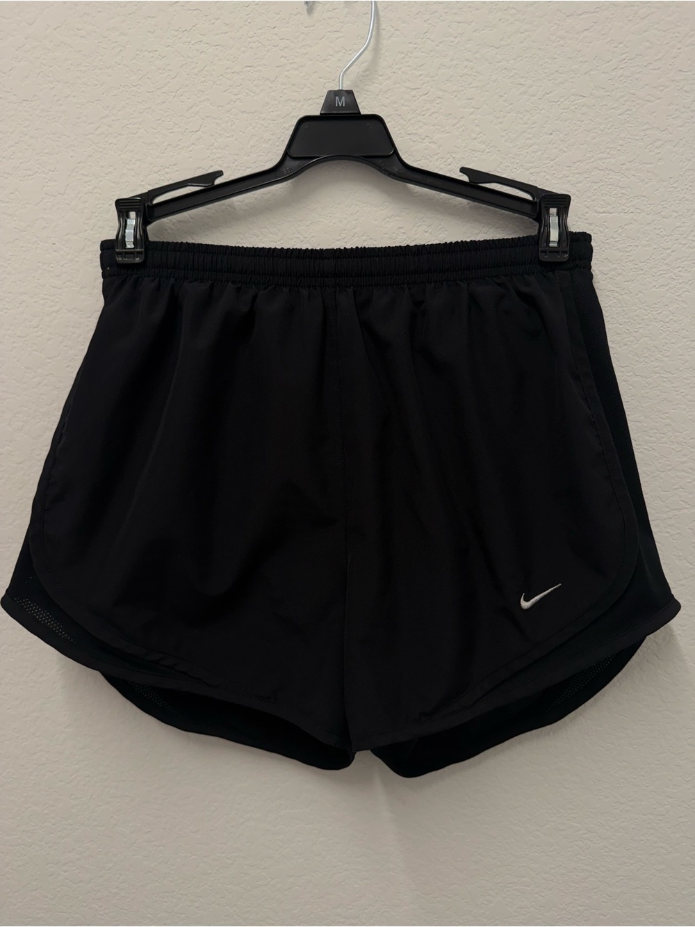 Nike Women’s Black Athletic Running Shorts with Silver Swoosh